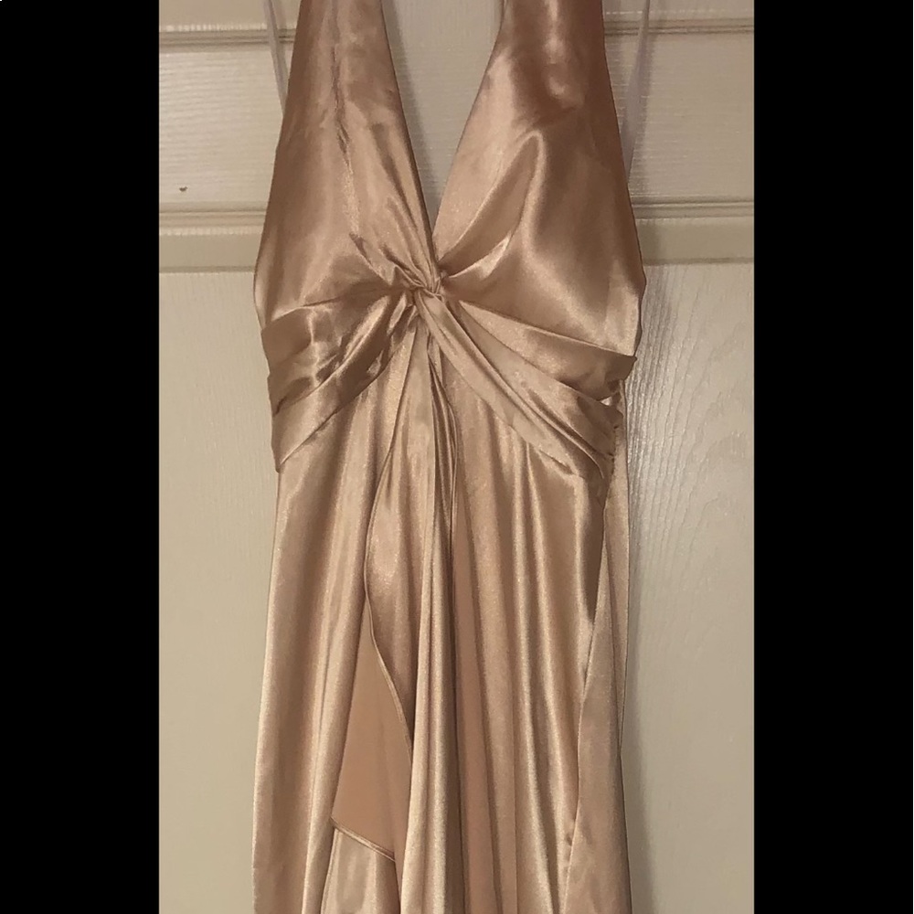 Beautiful gold satin gown-forma-homecoming-prom